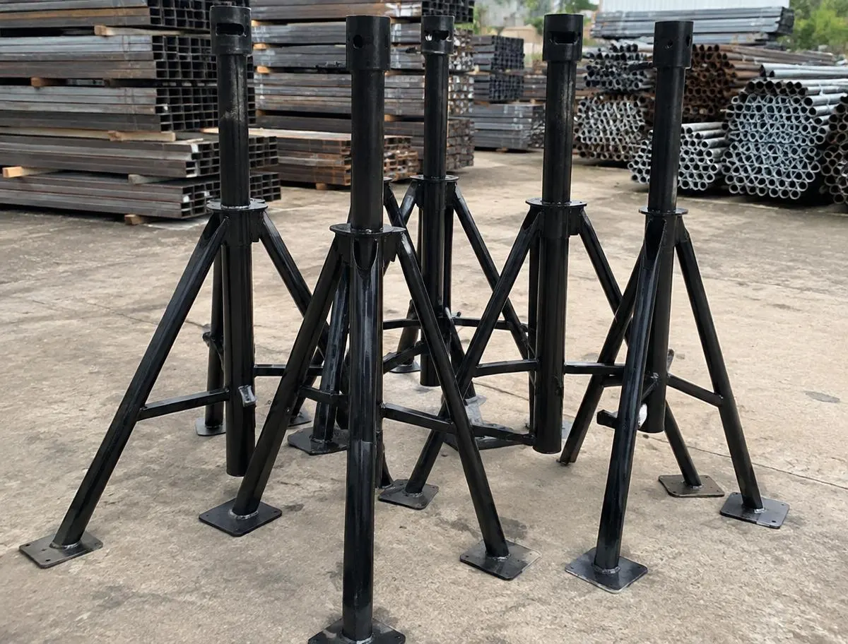Prop Tripod Stand (Tripod / Tipai) — sorted stock in a timber yard