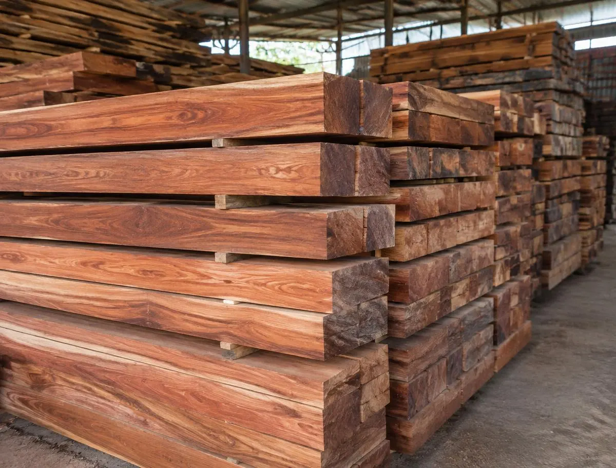 Sal Wood (Saal / Sakhua) — sorted stock in a timber yard