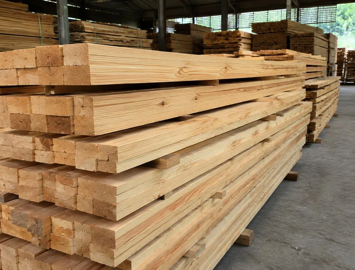 SYP Pine Timber (Imported Deodar) — sorted stock in a timber yard